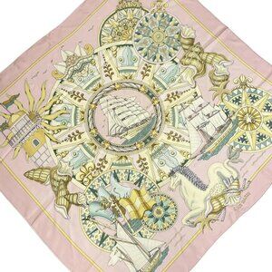 HERMES Carre 90 - Pink Beige Multi Scarf 252-081625